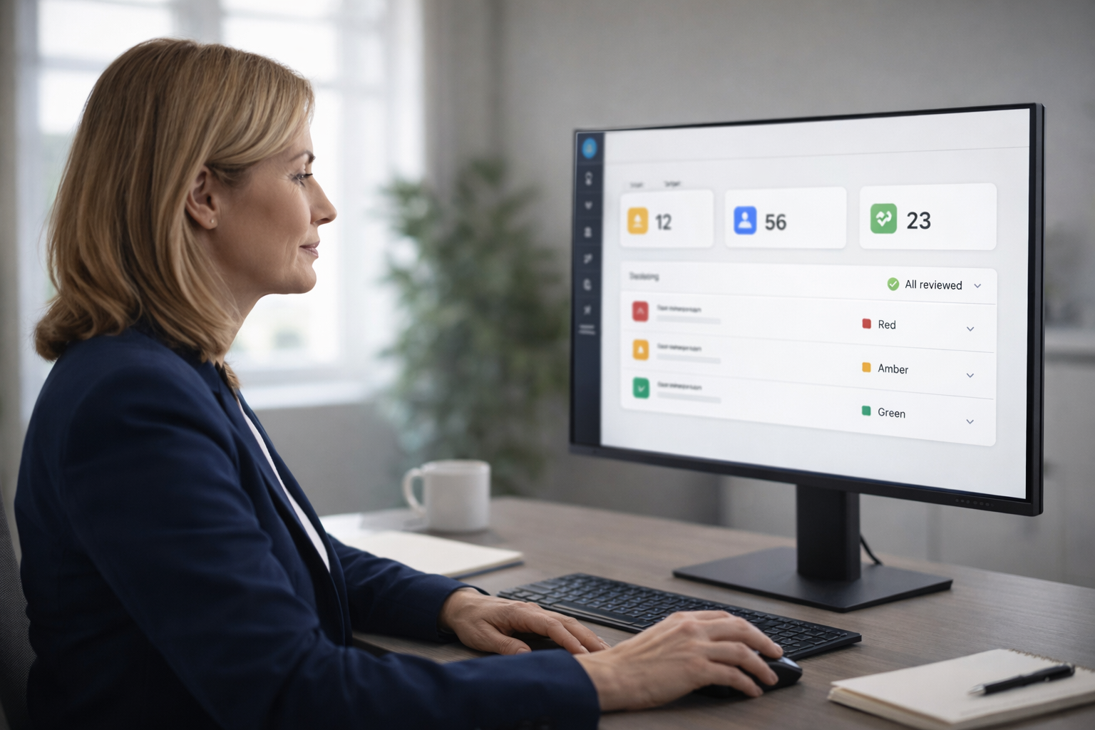 Care agency manager reviewing alerts on Lynto dashboard