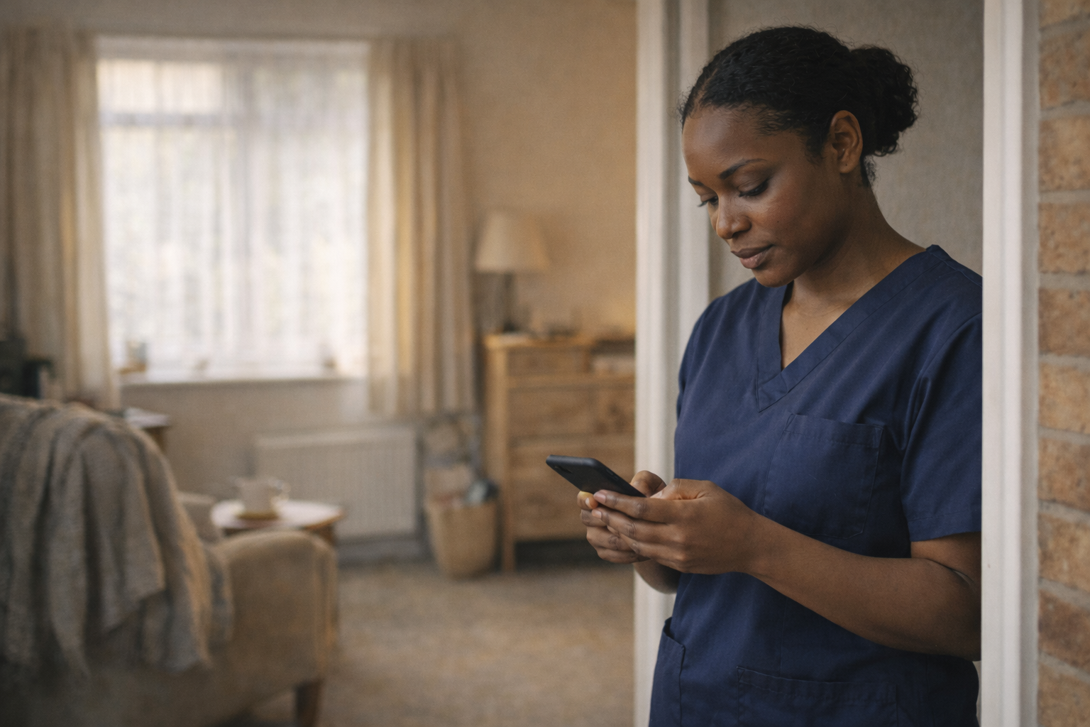 A domiciliary carer recording observations on Lynto