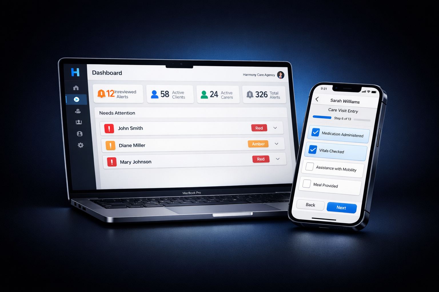Lynto dashboard and mobile app