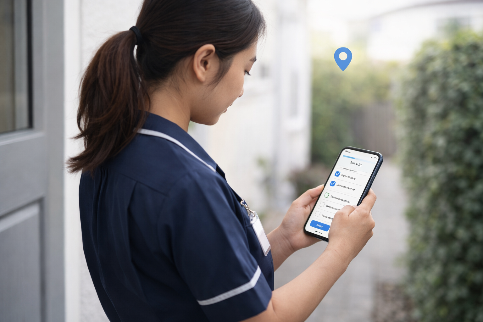 Carer logs visit on mobile